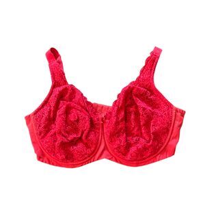 Elila Red Stretch Lace Underwire Full Coverage Bra, Size 40H